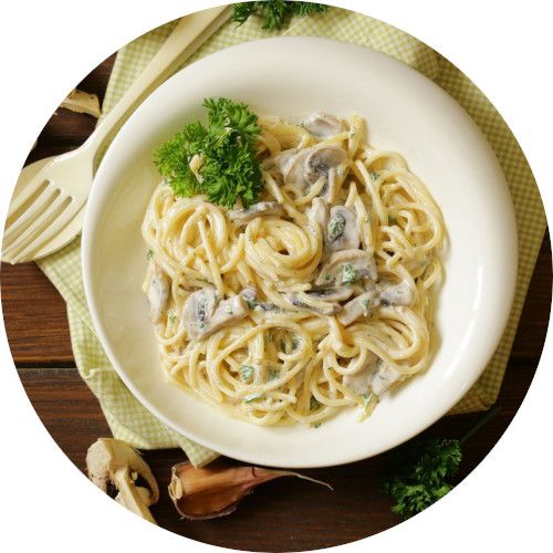 Carbonara de bolets rodona Fundesplai