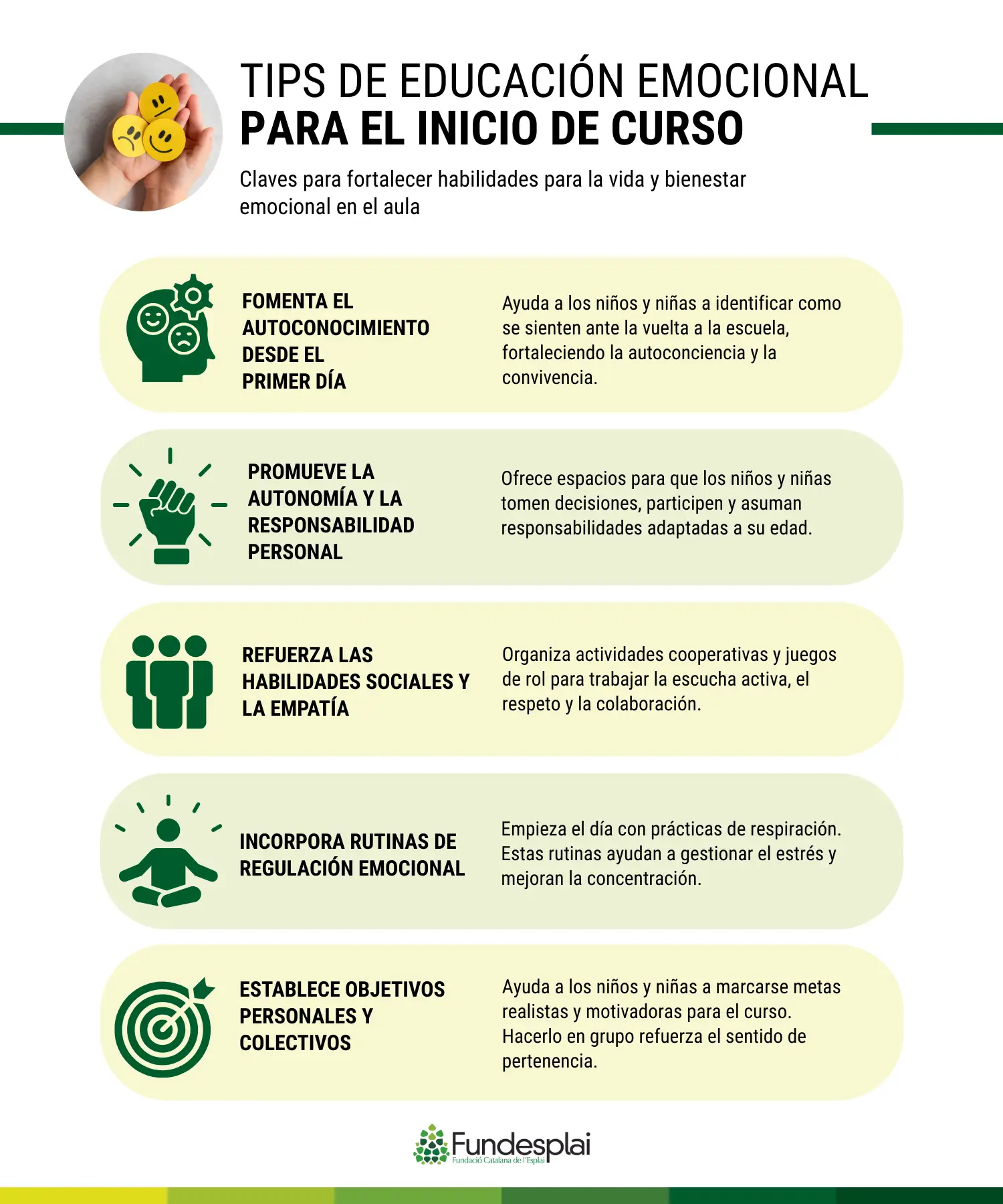 Infografia tips de educación emocional para el inicio de curso